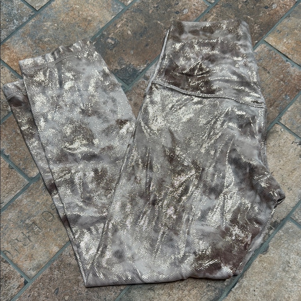 Lululemon Metallic Silver and Brown Leggings